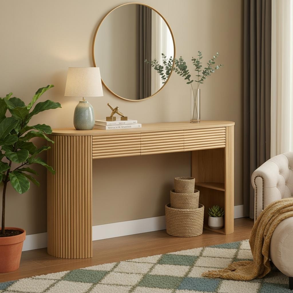 Retro Fluted Console Table with Interchangeable Legs by Christopher Knight Home