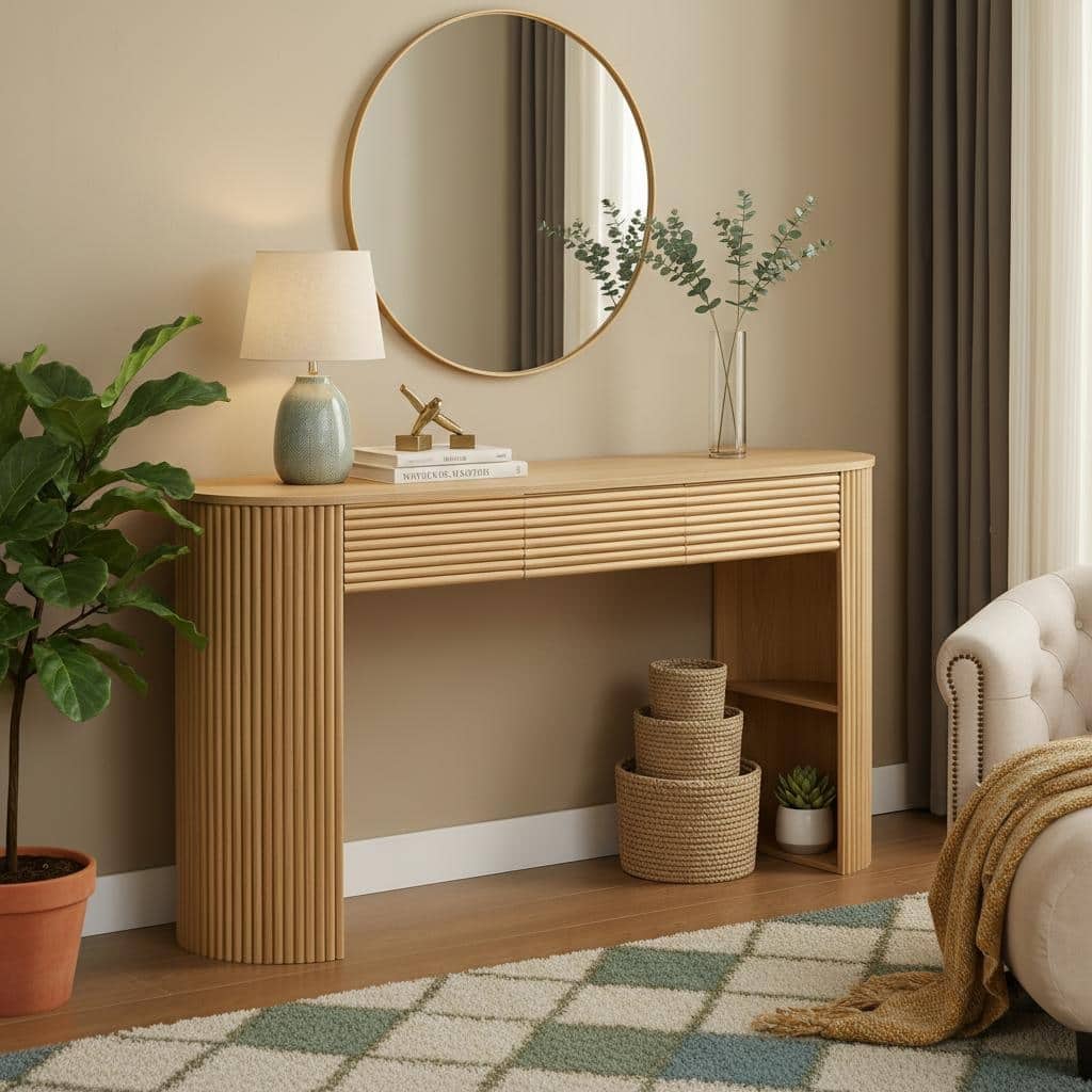 Retro Fluted Console Table with Interchangeable Legs by Christopher Knight Home