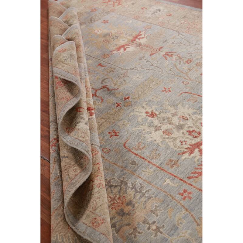 Hand Knotted Oriental 100% Wool Carpet Transitional All-Over Greys & Charcoal Oushak Area Rug - 9' 10'' X 8' 0''