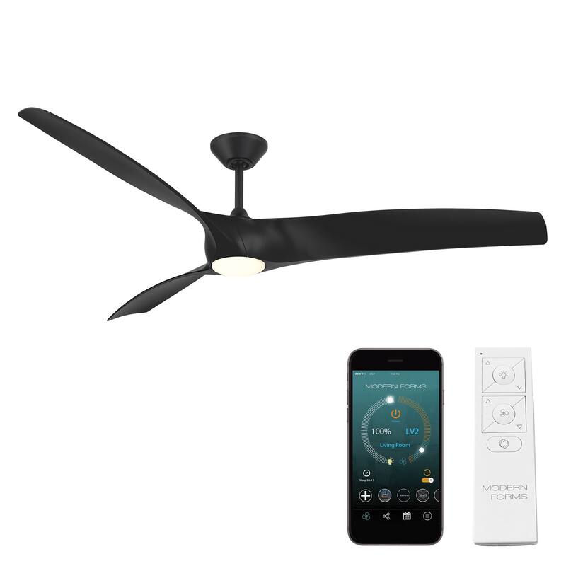 Zephyr 72" 3-Blade Indoor/Outdoor Smart Fan in Graphite Weathered Wood w/ Selectable LED (2700K-5000K) & Remote