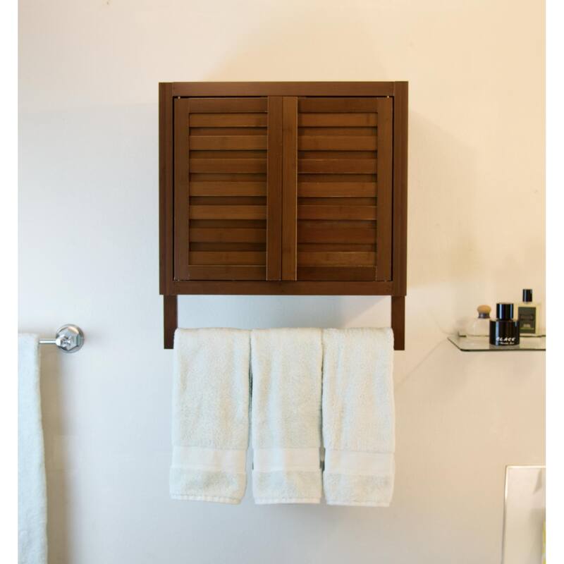 Porch & Den Burning Tree Solid Bamboo 2-door Wall Mount Spa Cabinet - Caramel
