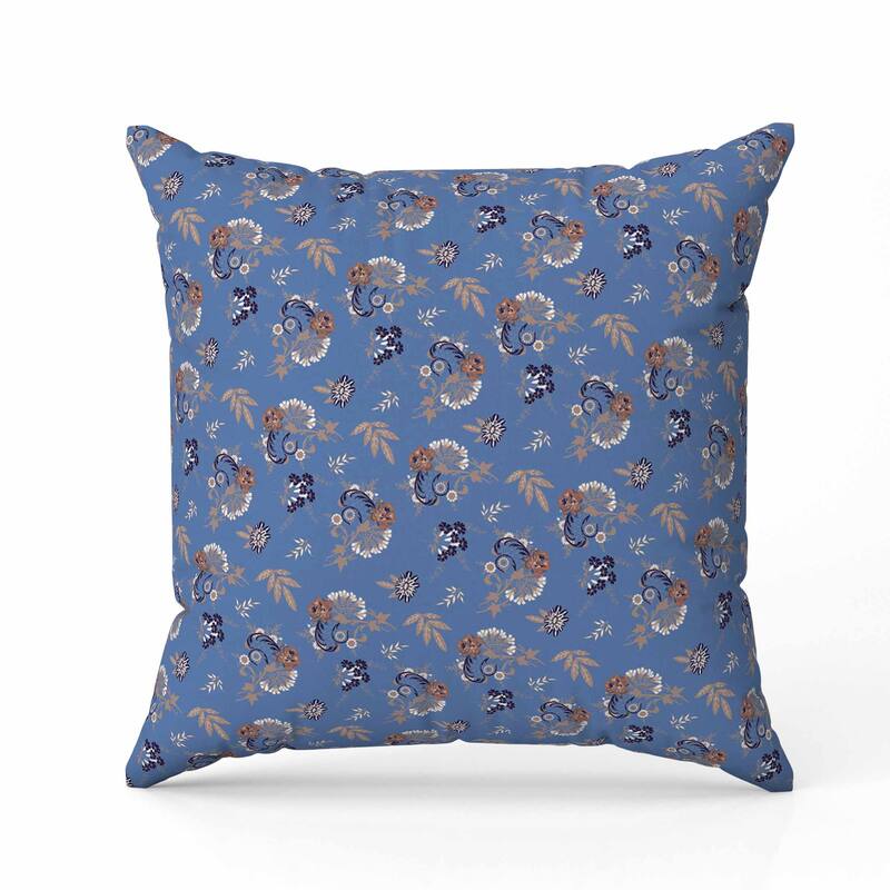 Rose Dreams Faux Suede Reversible Throw Pillow Blue and Orange