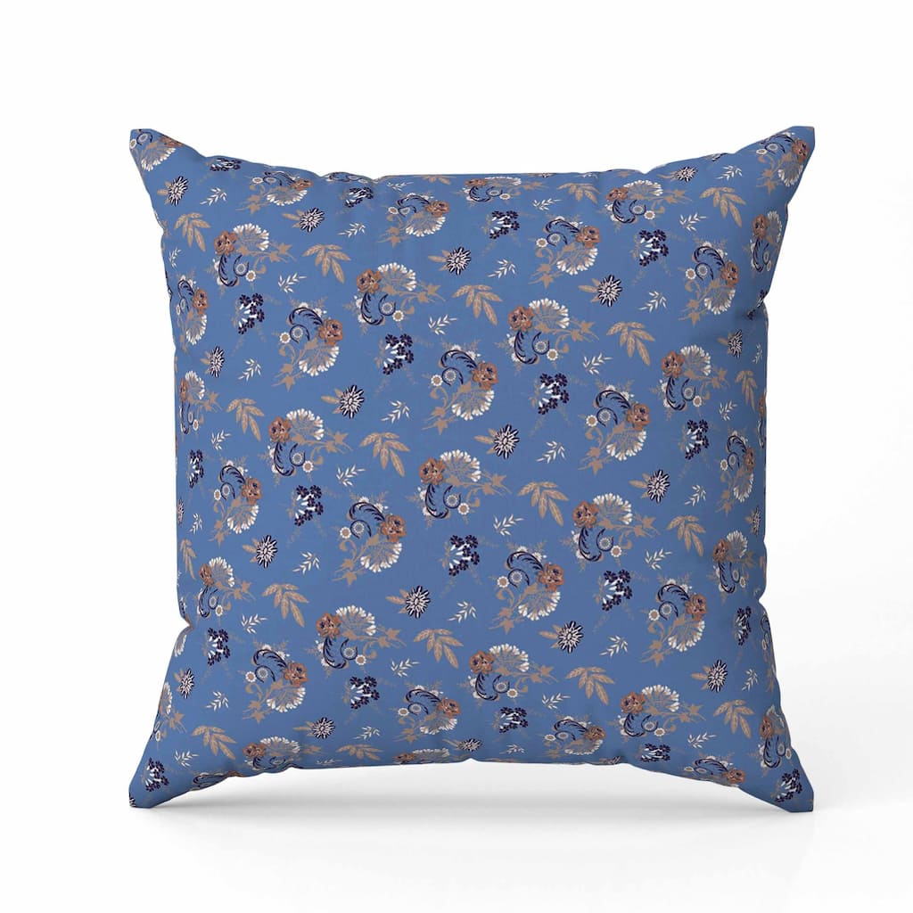 Rose Dreams Indoor/Outdoor Reversible Throw Pillow Blue and Orange