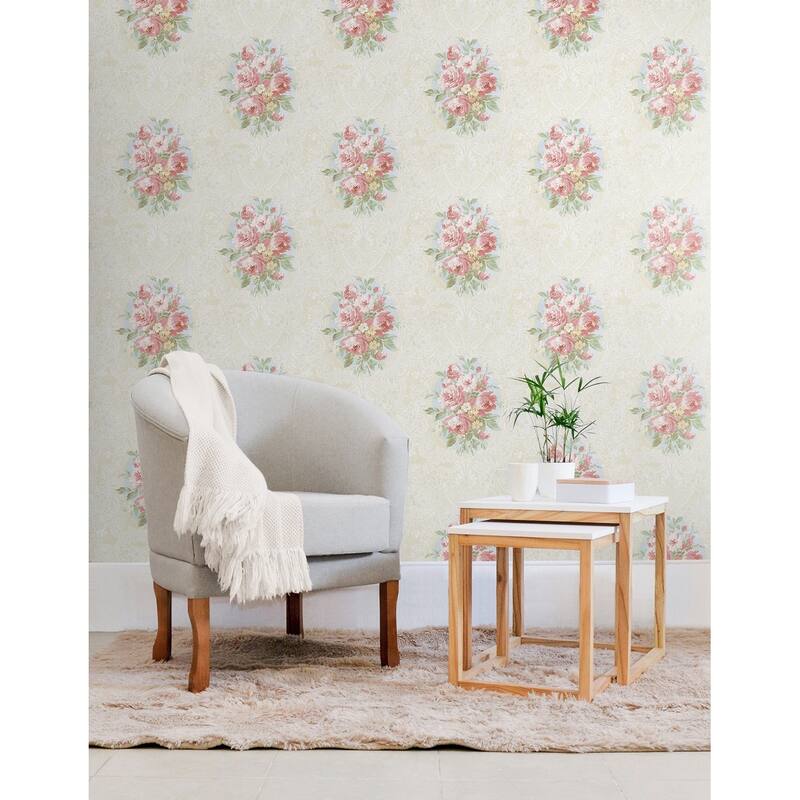 Seabrook Designs Vivienne Floral Cameo Unpasted Wallpaper