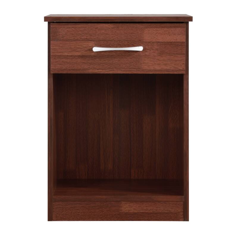Cherry Nightstand with Warm Finish, 24x18x16 Compact Bedside Table for Bedroom Organization and Daily Essentials