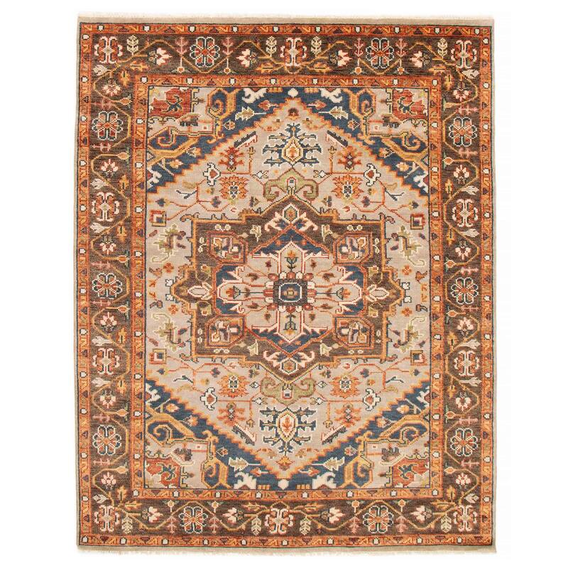 ECARPETGALLERY Hand-knotted Jules Serapi Light Grey Wool Rug - 7'9 x 10'1 - Light Grey - 7'9 x 10'1