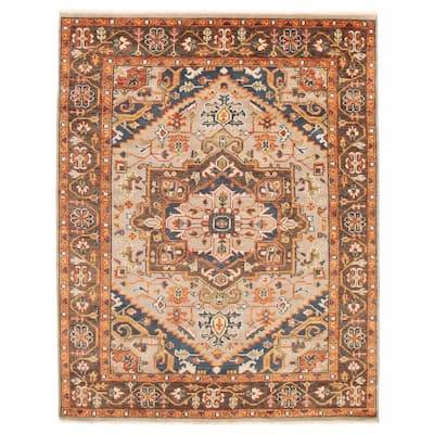 ECARPETGALLERY Hand-knotted Jules Serapi Light Grey Wool Rug - 7'9 x 10'1