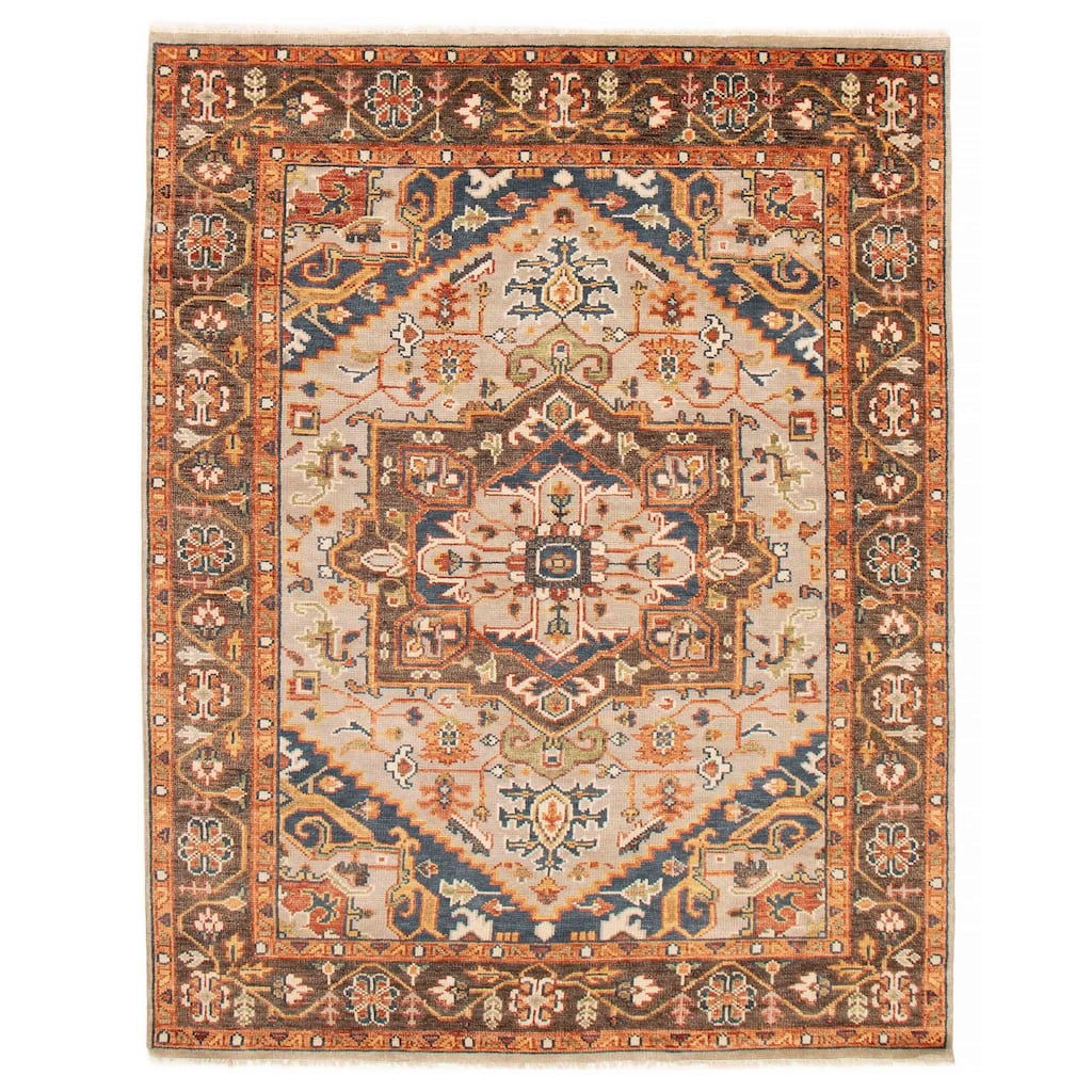 ECARPETGALLERY Hand-knotted Jules Serapi Light Grey Wool Rug - 7'9 x 10'1