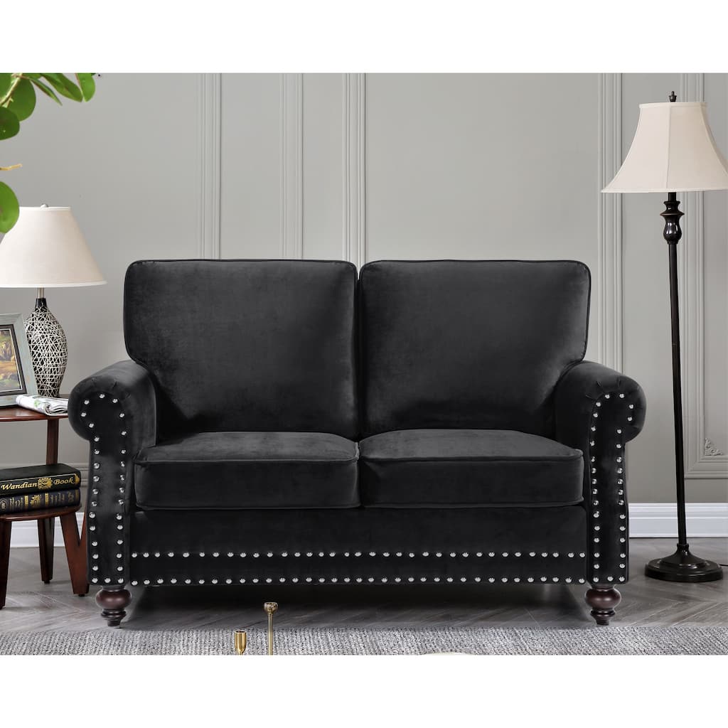 Suffield Velvet Nailhead Loveseat