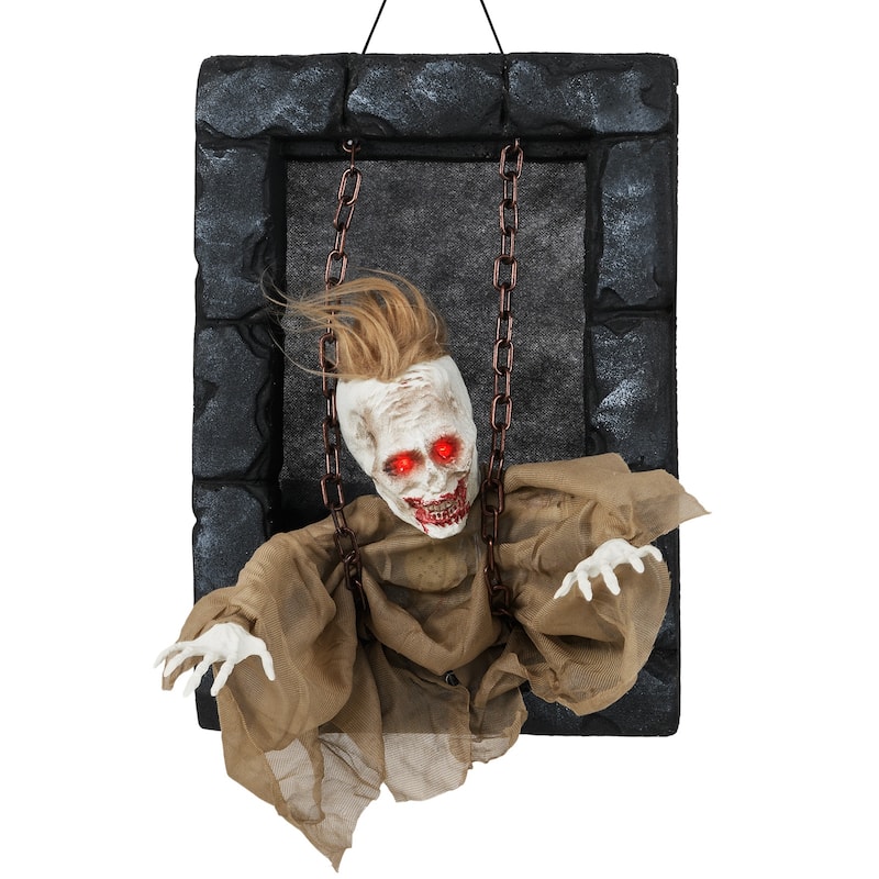 Brown-Black Foam Zombie Prisoner Halloween Decoration with Sound - Brown/Black