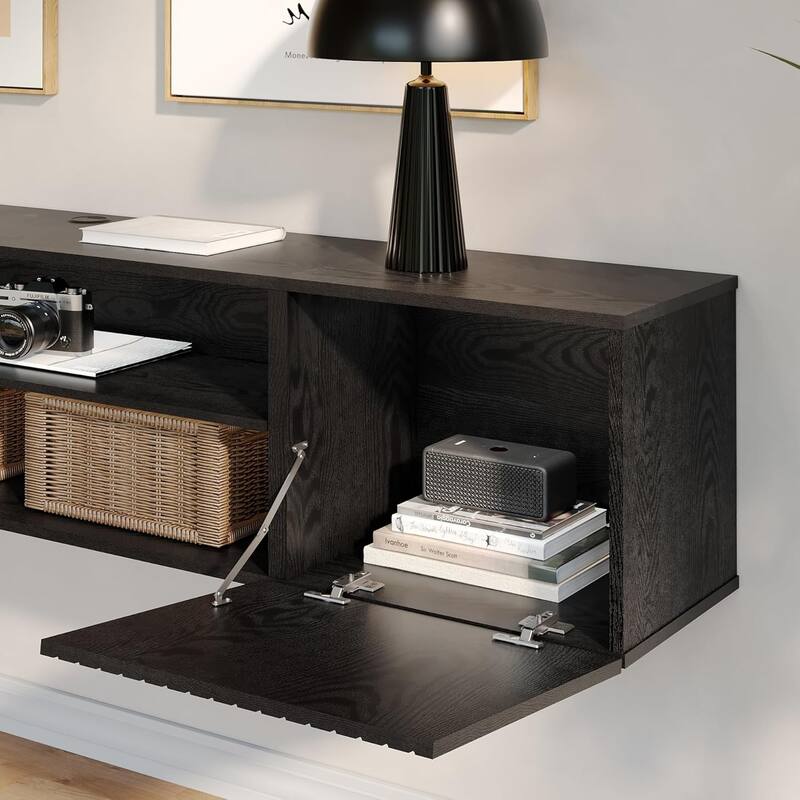 Fireplace Floating TV Stand with 36" Fireplace for TVs up to 80"