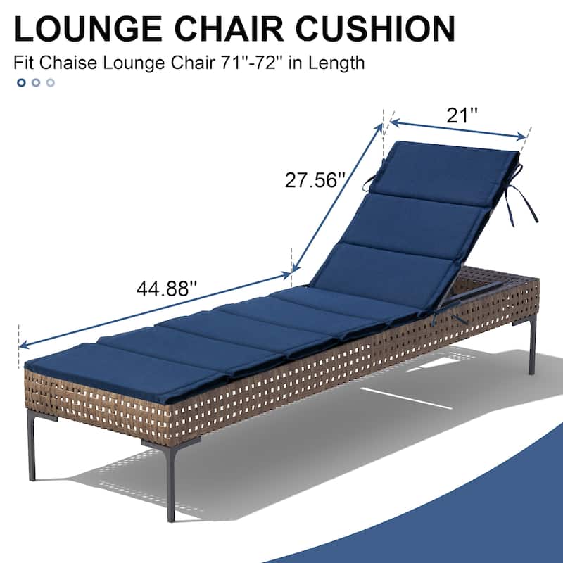 Outdoor Chaise Lounge Chair Cushion Patio Sun Lounger Cushion Sunbed Seating Pad