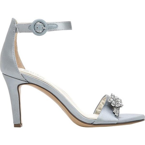 jeweled satin ankle strap heels