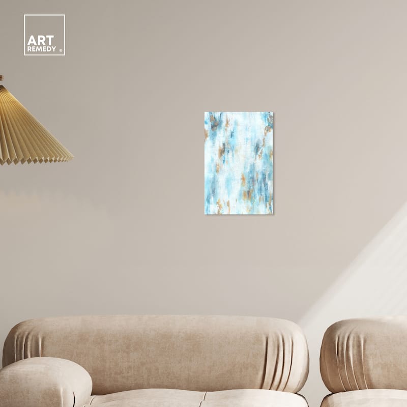 Art Remedy Textured Shades Gallery Wrapped Blue Abstract 1 Piece Canvas Wall Art