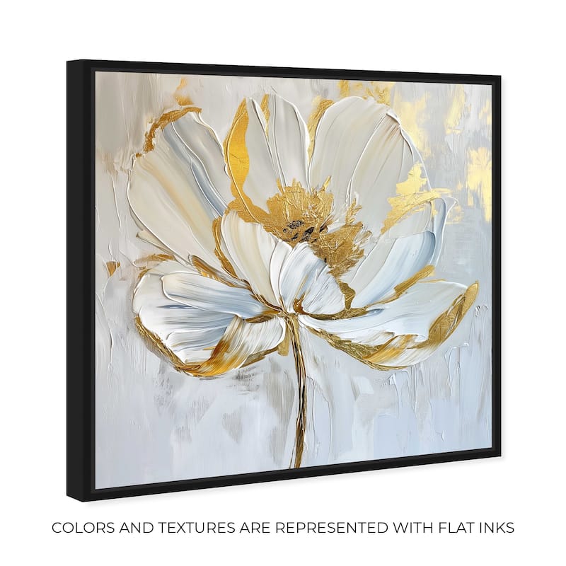 Art Remedy Gold Magnolia II Framed Floral Fine 1 Piece Canvas Wall Art