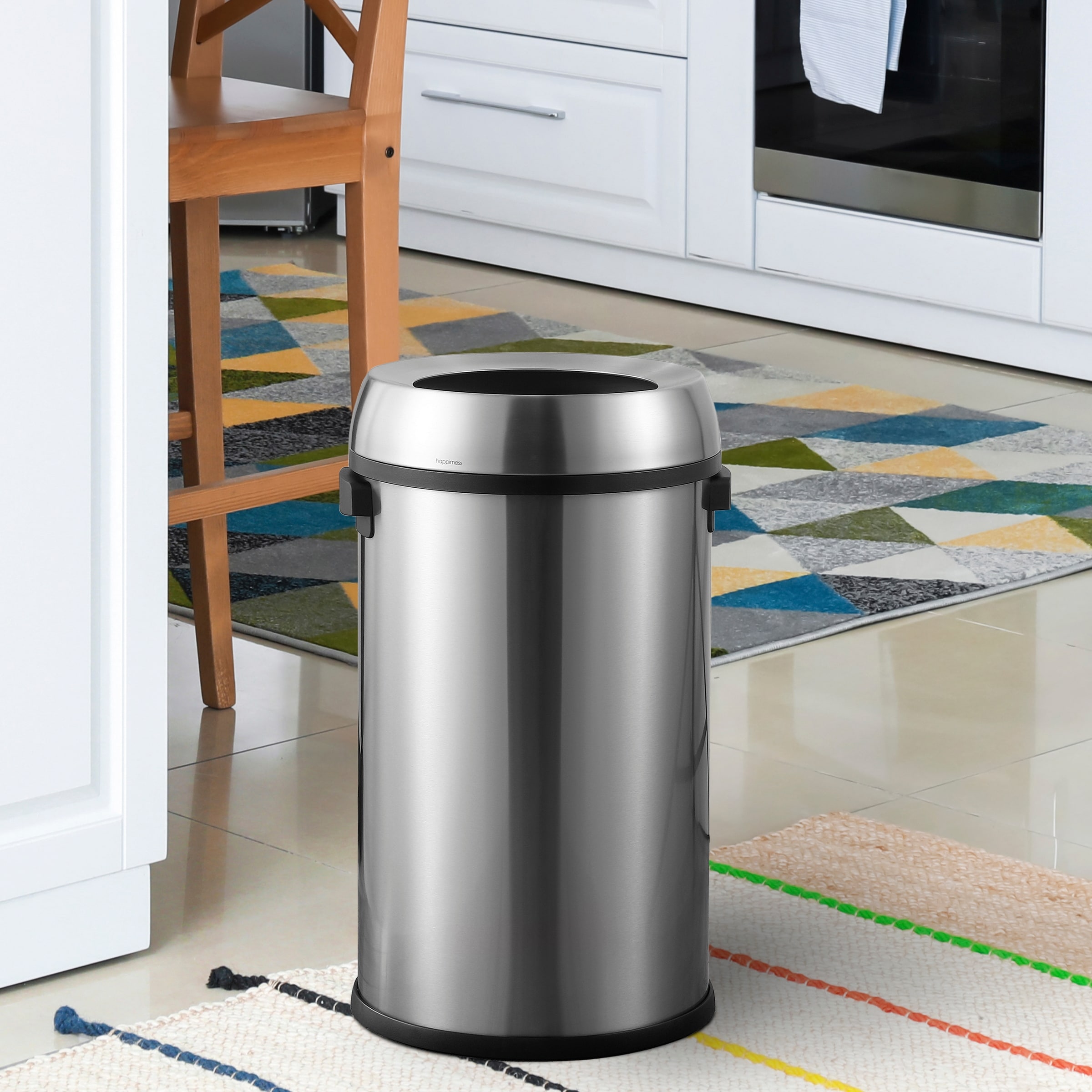 SONGMICS Kitchen Trash Can, Waste Bin, 13-Gallon (50L) Stainless Steel Garbage  Can, with Stay-Open Lid and Step-on Pedal, Soft Closure, Tall, Large and  Space-Saving, White, Silver, Black
