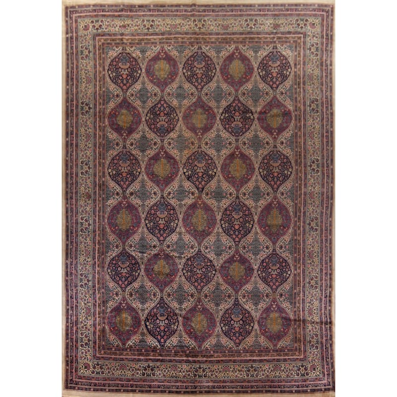 Vegetable Dye Kerman Persian Large Rug Handmade Wool Carpet - 13'3" x 17'3"