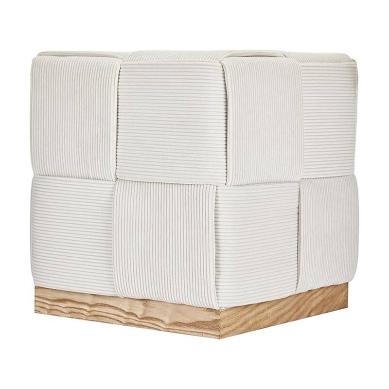 Upholstered Corduroy Square Ottoman Foot Stool Accent for Bedroom
