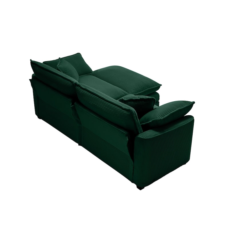 Corduroy Cloud Upholstered Modular L-Shaped Sectional Sofa with Removable Ottoman and 4 Pillows
