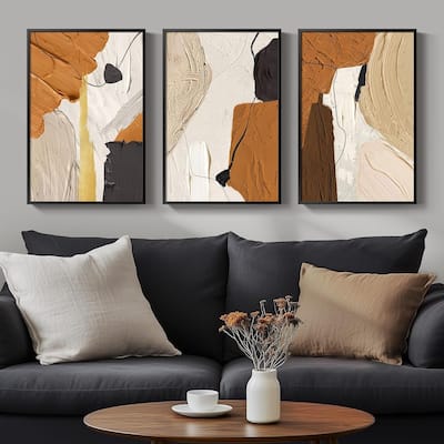 Modern Abstract Wall Art, Set of 3 Large Canvas Paintings Artwork