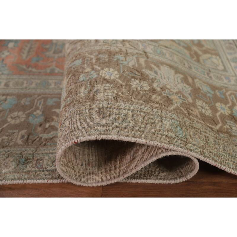 Hand Knotted Oriental 100% Wool Carpet Traditional Floral Oranges & Rust Tabriz Area Rug - 11' 1'' X 8' 3''