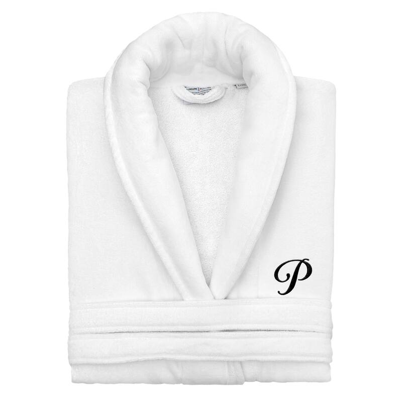 Authentic Hotel and Spa 100% Turkish Cotton Personalized Unisex Anovia Velour Bathrobe - Black Script Font - Small/Medium - P
