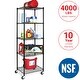 preview thumbnail 1 of 17, Seville Classics UltraDurable Commercial-Grade 5-Tier NSF-Certified Steel Wire Shelving with Wheels, 24" W x 18" D x 72" H Black