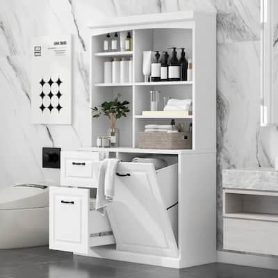 70.9'' Tall Free Standing Organizer, Tilt-Out Hamper Drawers Shelves