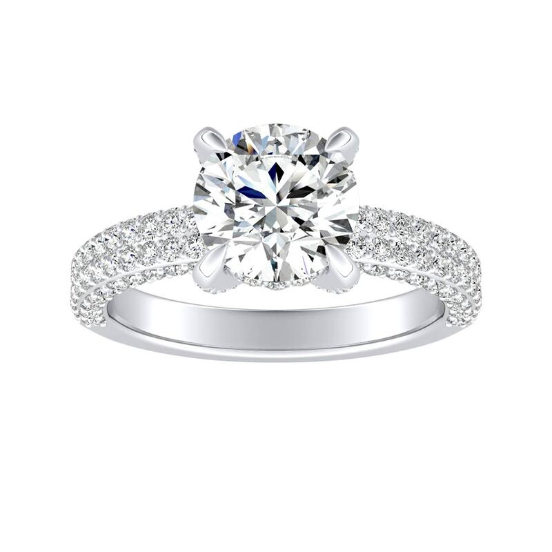 Auriya 14k Gold 2 1/2ct Moissanite and Pave Diamond Engagement Ring 7/8ctw