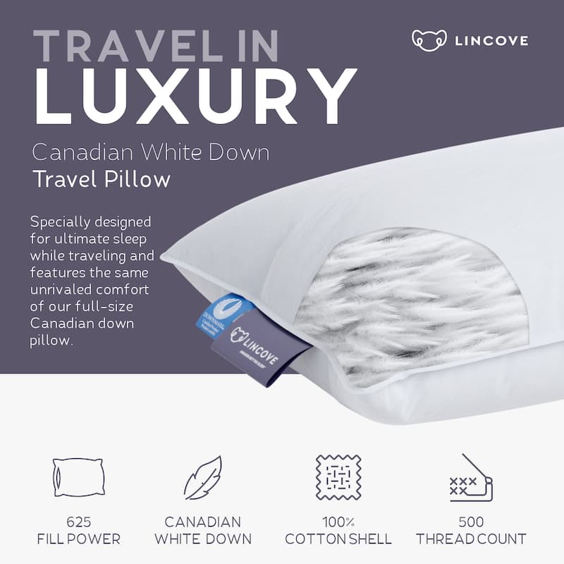 Lincove Microgel Travel Pillow - Plush and Cozy Luxury Pillow to Support Head, Neck, While Sleeping on the Go