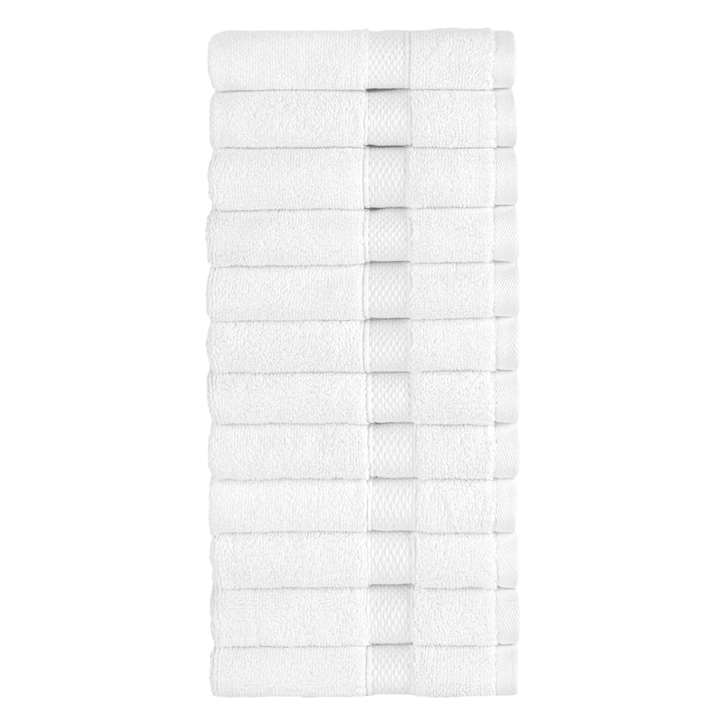 Authentic Hotel and Spa 100% Turkish Cotton Anovia Washcloth Set - 12 Piece Set