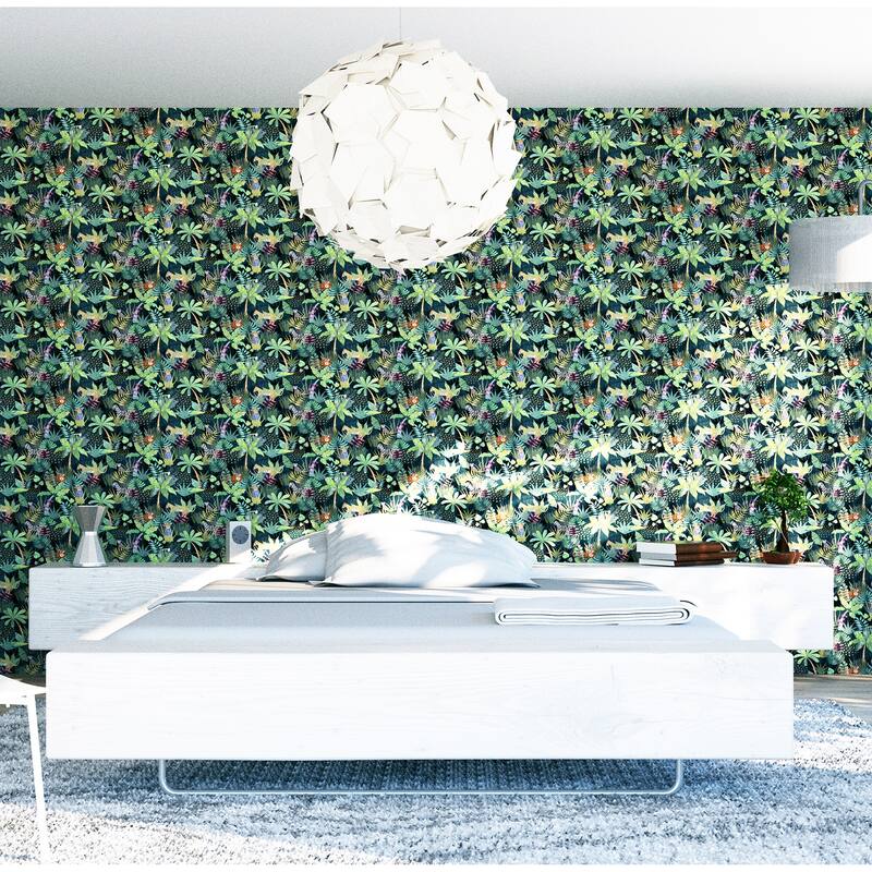 Arthouse Fonda Dark Green Jungle Party Wallpaper