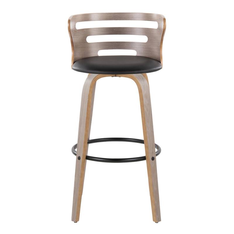 Carson Carrington Cranagh 30" Fixed-Height Bar Stool with Bent Wood Legs & Round Footrest (Set of 2)