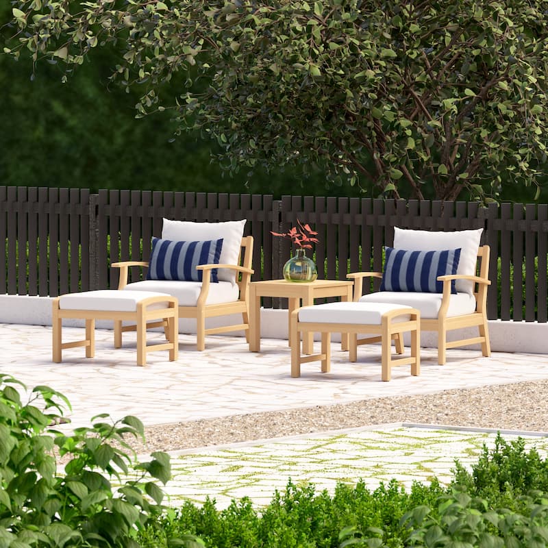 Kooper 5 Piece Sunbrella Outdoor Patio Club Chair And Ottoman Set