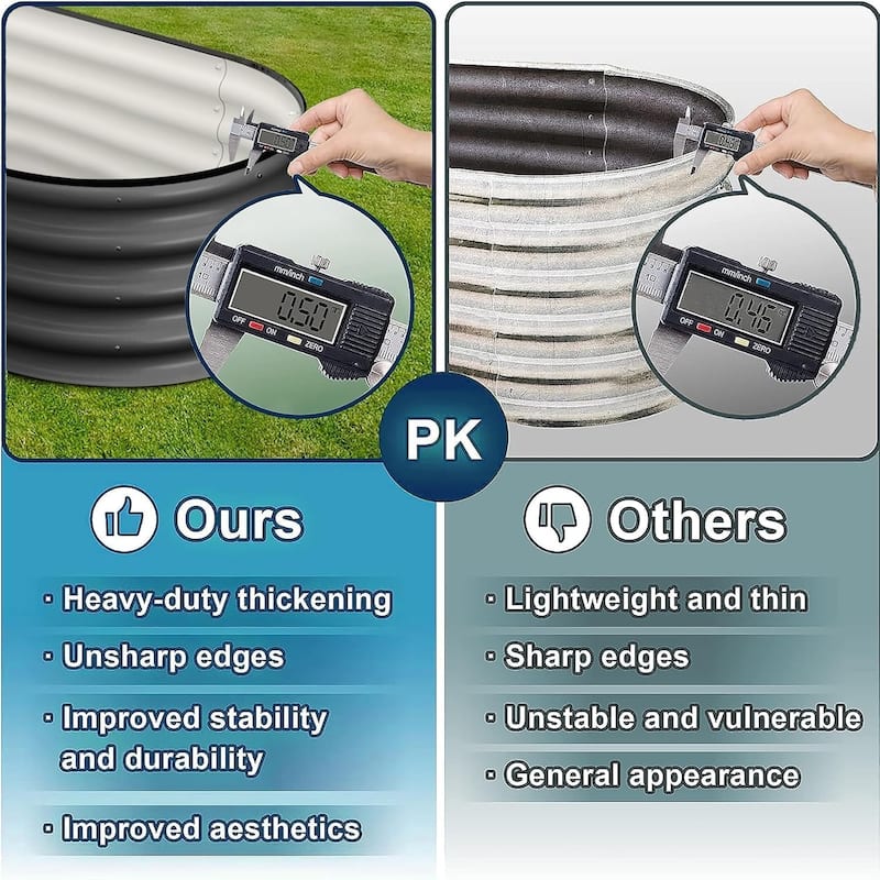 2-Pack Galvanized Steel Oval Raised Garden Beds (4.5x2x1 FT) - Large Metal Planter Box with Open Base Off-White