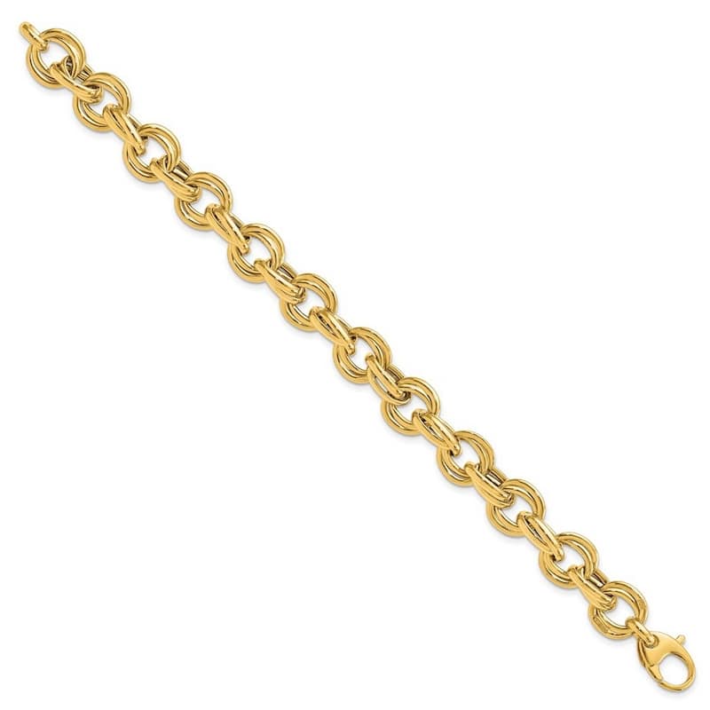 Curata14k Yellow Gold 11mm Italian Polished Fancy Link Bracelet - 8 Inch