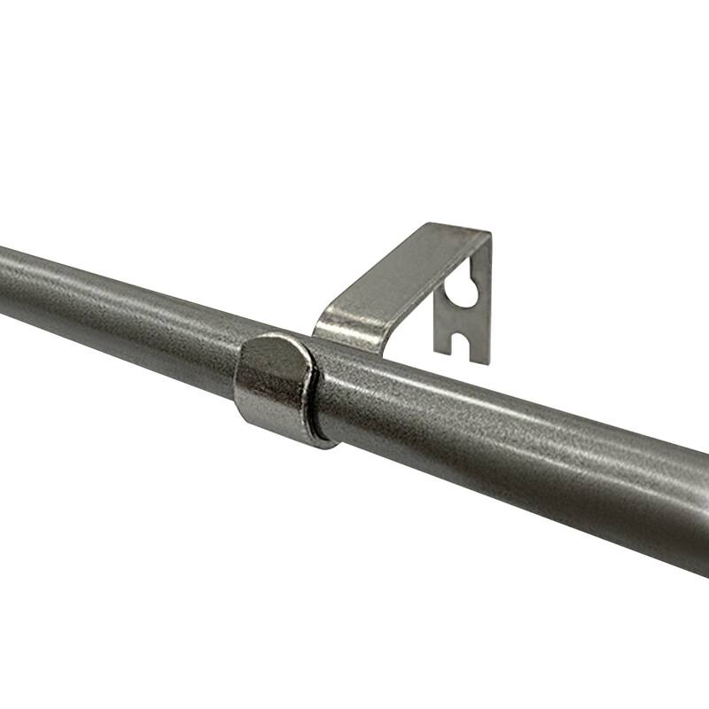 Lumi 5/8" Single Curtain Rod Set Silver/Grey/Black-Flat Square finials