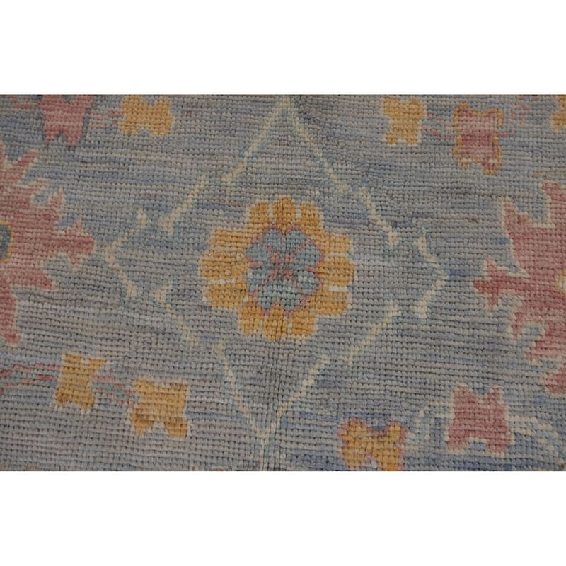 All-Over Blue Oushak Turkish Rug Handmade Wool Carpet - 4'11"x 7'0"