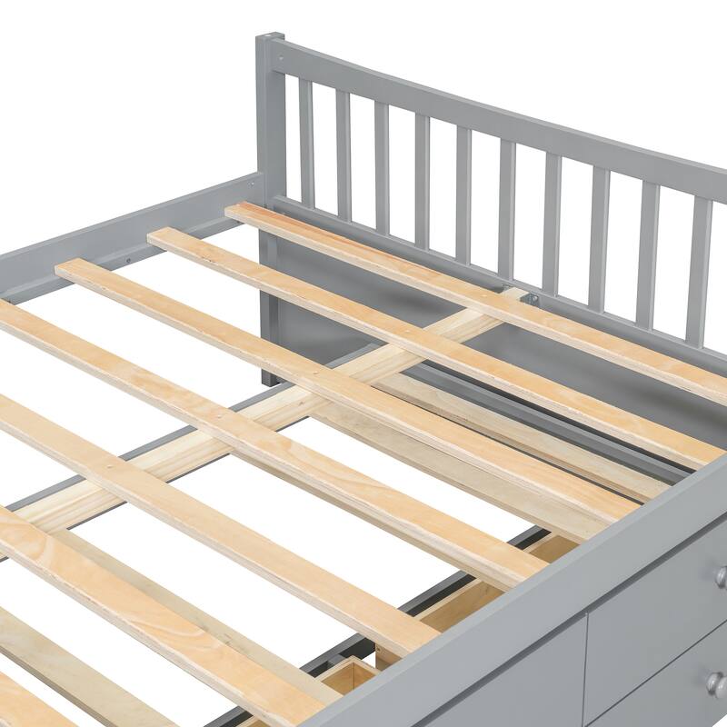 Full Size Daybed with Twin Trundle and Three Storage Drawers Sturdy Design