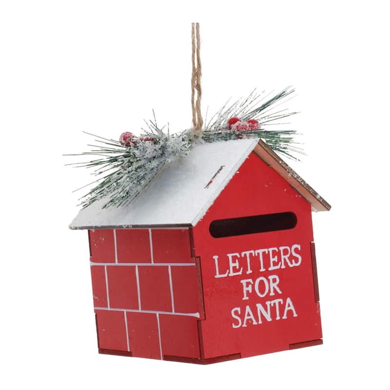 Frosted Mailbox Christmas Ornaments - 5.5" - Red and White - 2ct