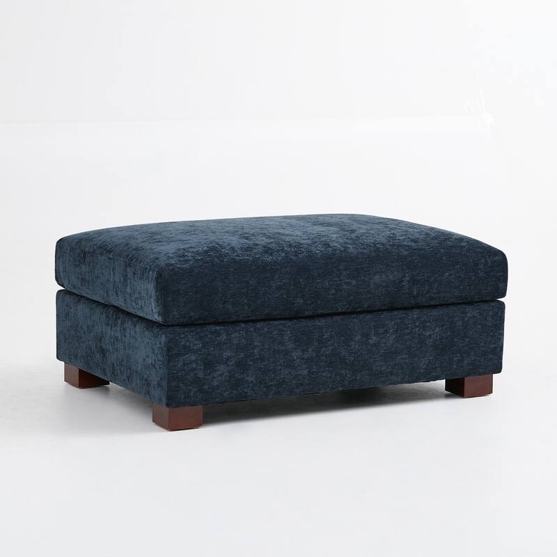 Oversized Chenille Modular Ottoman With Cushioned Top