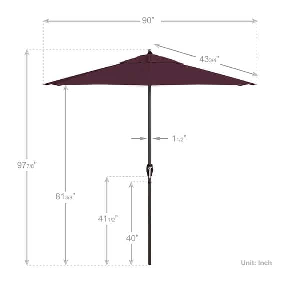 dimension image slide 9 of 20, North Bend7.5 Foot Crank Lift Auto Tilt Patio Umbrella Outdoor Rated Acrylic Fabric by Havenside Home