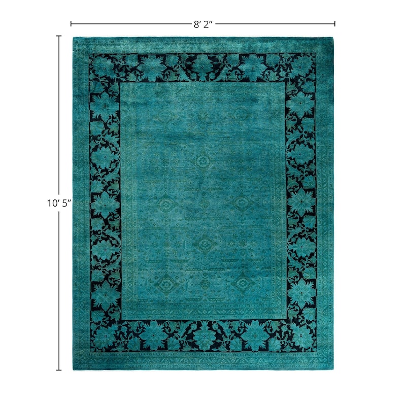 Overdyed, One-of-a-Kind Hand-Knotted Area Rug - Blue - 8' 2" x 10' 5"