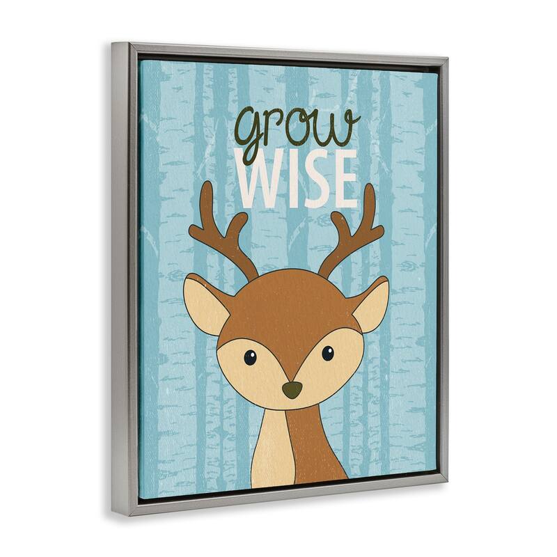 Stupell Grow Wise with Deer Framed Floater Canvas Wall Art Design By Kim Allen