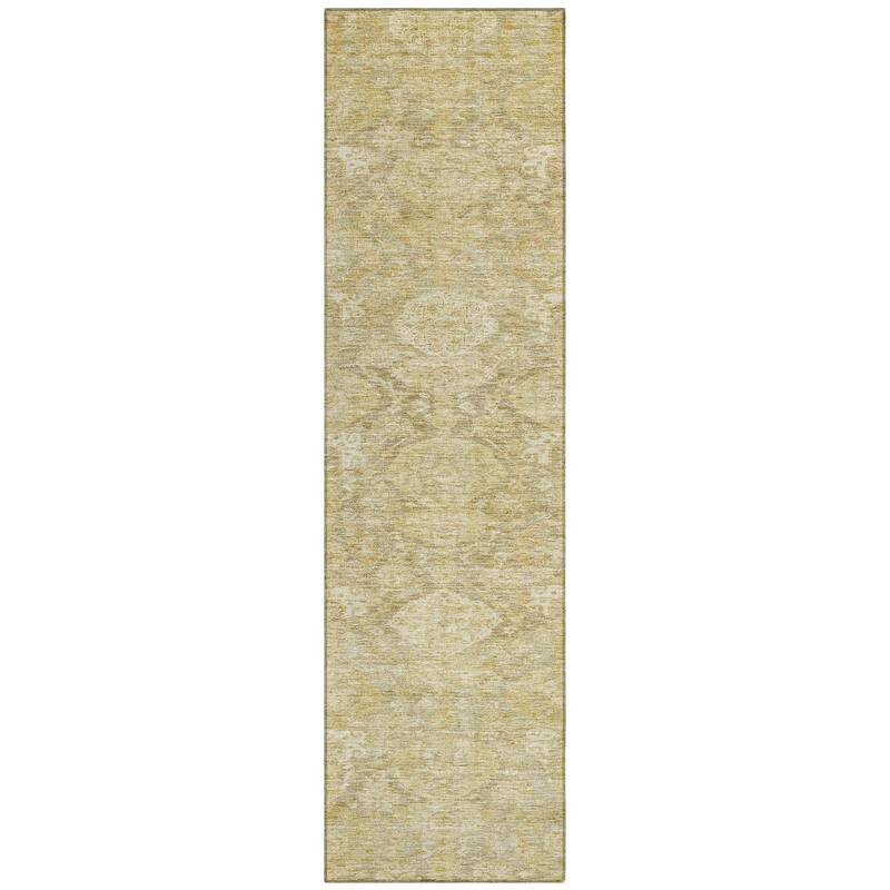 Machine Washable Indoor/ Outdoor Traditional Damask Chantille Rug