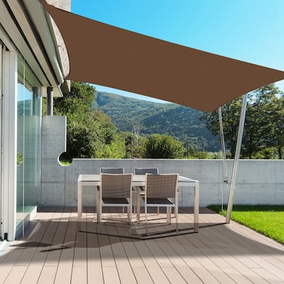 Outsunny 20' x 13' Rectangle Outdoor Patio Sun Shade Sail Canopy with D-Rings and Nylon Rope Included - Brown - 20' x 13'