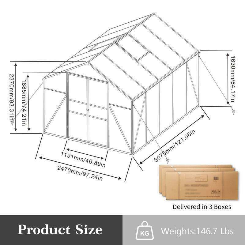 Rust-resistant Walk-In Greenhouse Shed Garden Shed with UV-Blocking Panels & Integrated Drainage System