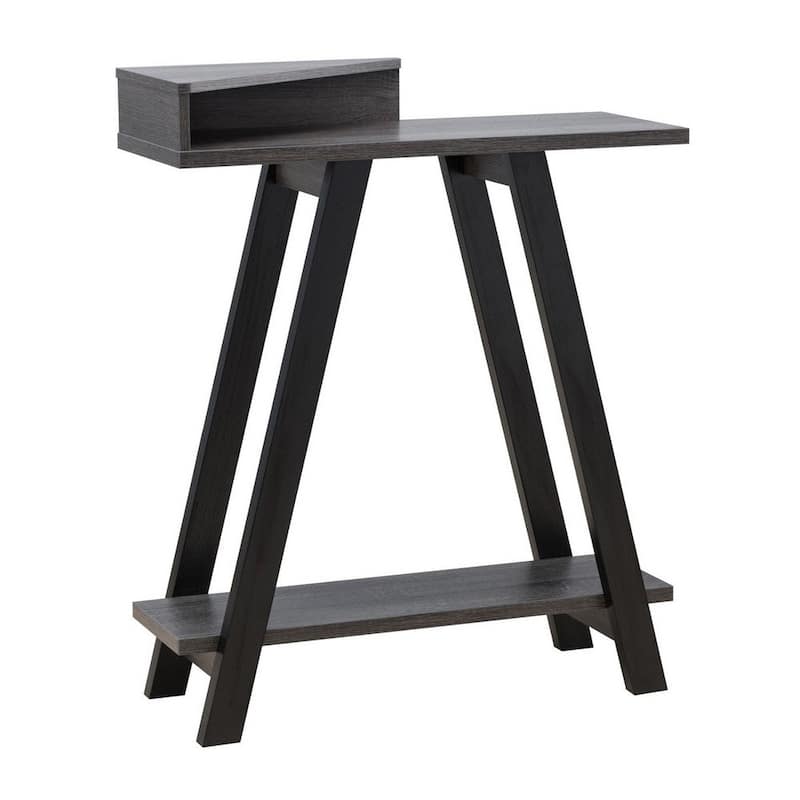 Baki 38 Inch Modern Wood Side Console Table, Corner Compartment - 11.5 L x 31.25 W x 37.5 H Inches - Black