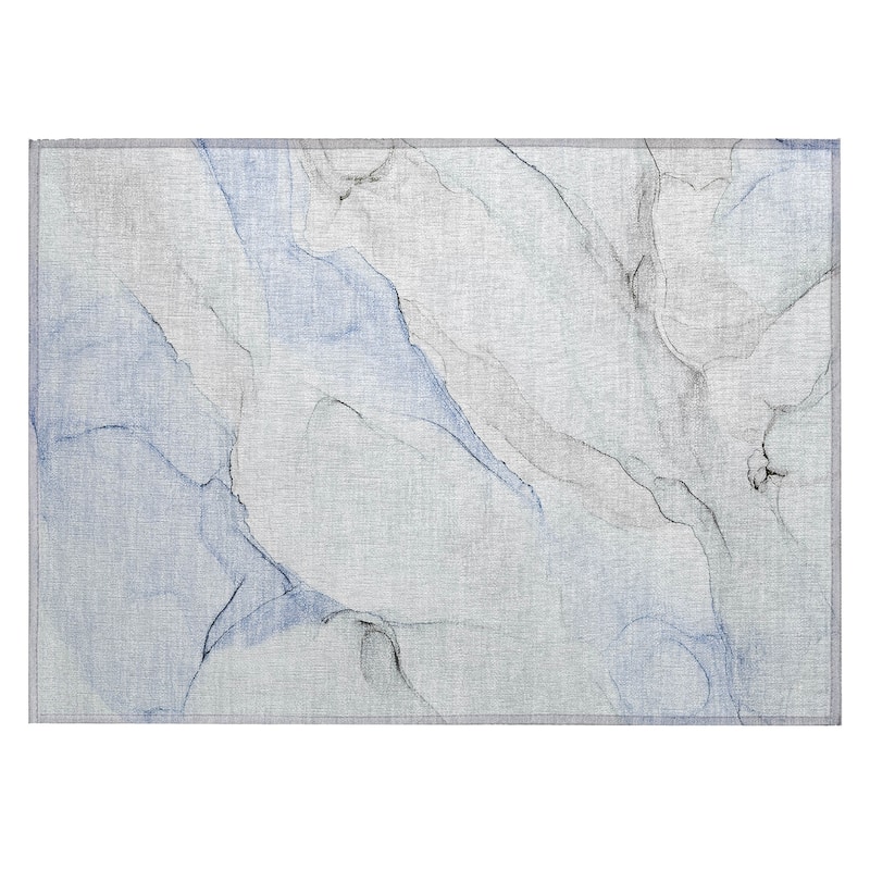 Machine Washable Indoor/ Outdoor Abstract Watercolor Chantille Rug