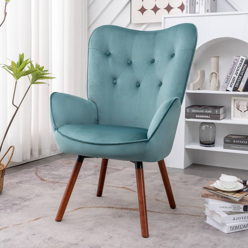 Kreedence 26.38" W Microfiber Flared Arm Accent Chair - Teal